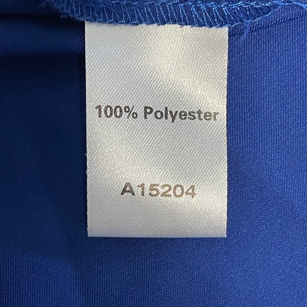 The Tog Shop Petites Royal Blue Pleated Neck Satin Blouse Short Sleeve 12P - Picture 4 of 5